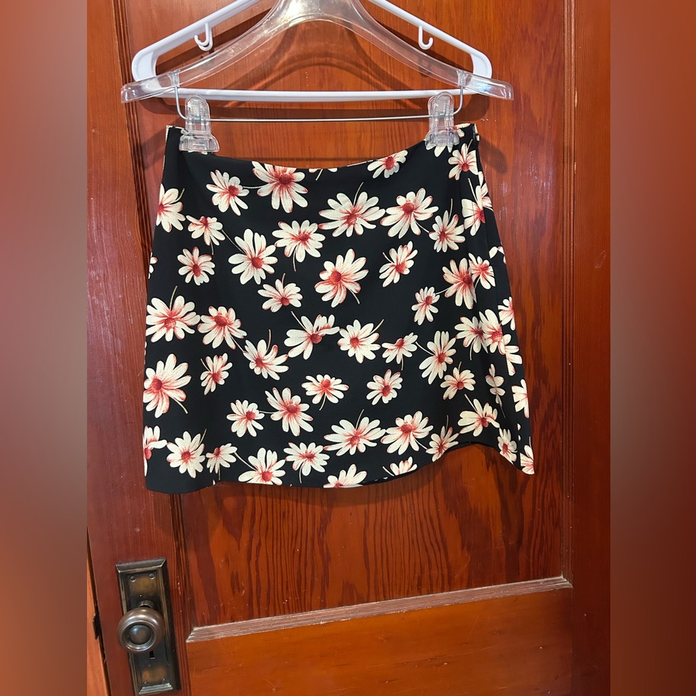 Vintage rampage black and maroon floral mini skirt